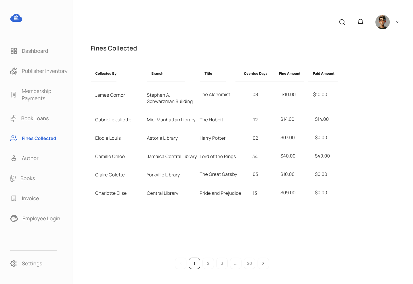 UX Screens for Library Management System Mockup